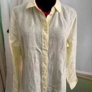 Yellow linen J Crew size 8 slim blouse